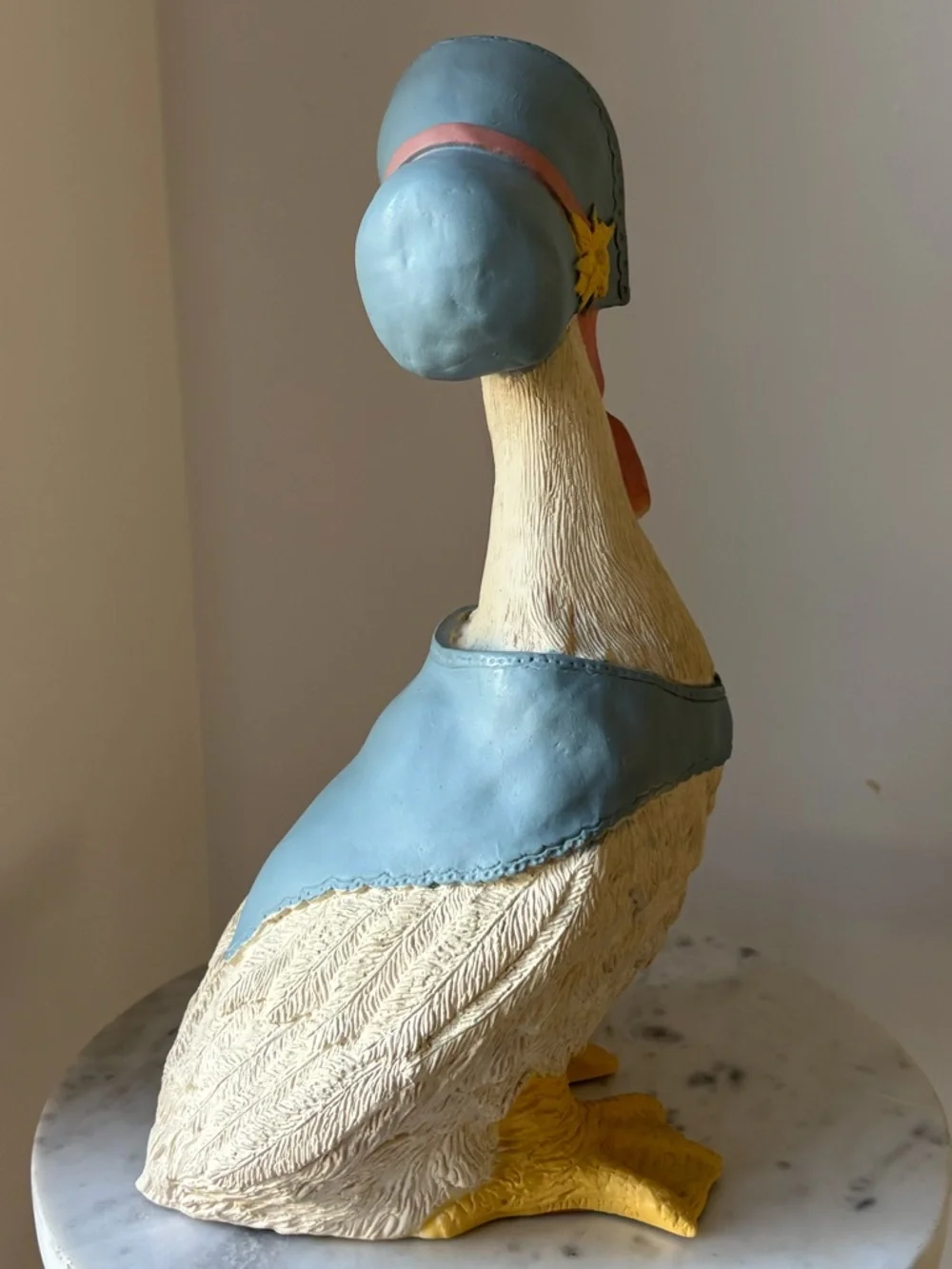 Vintage Scioto 1987 Quaker Duck Ceramic Bisque 8.5 Inches Blue Bonnet Pink Scarf - Picture 6 of 11